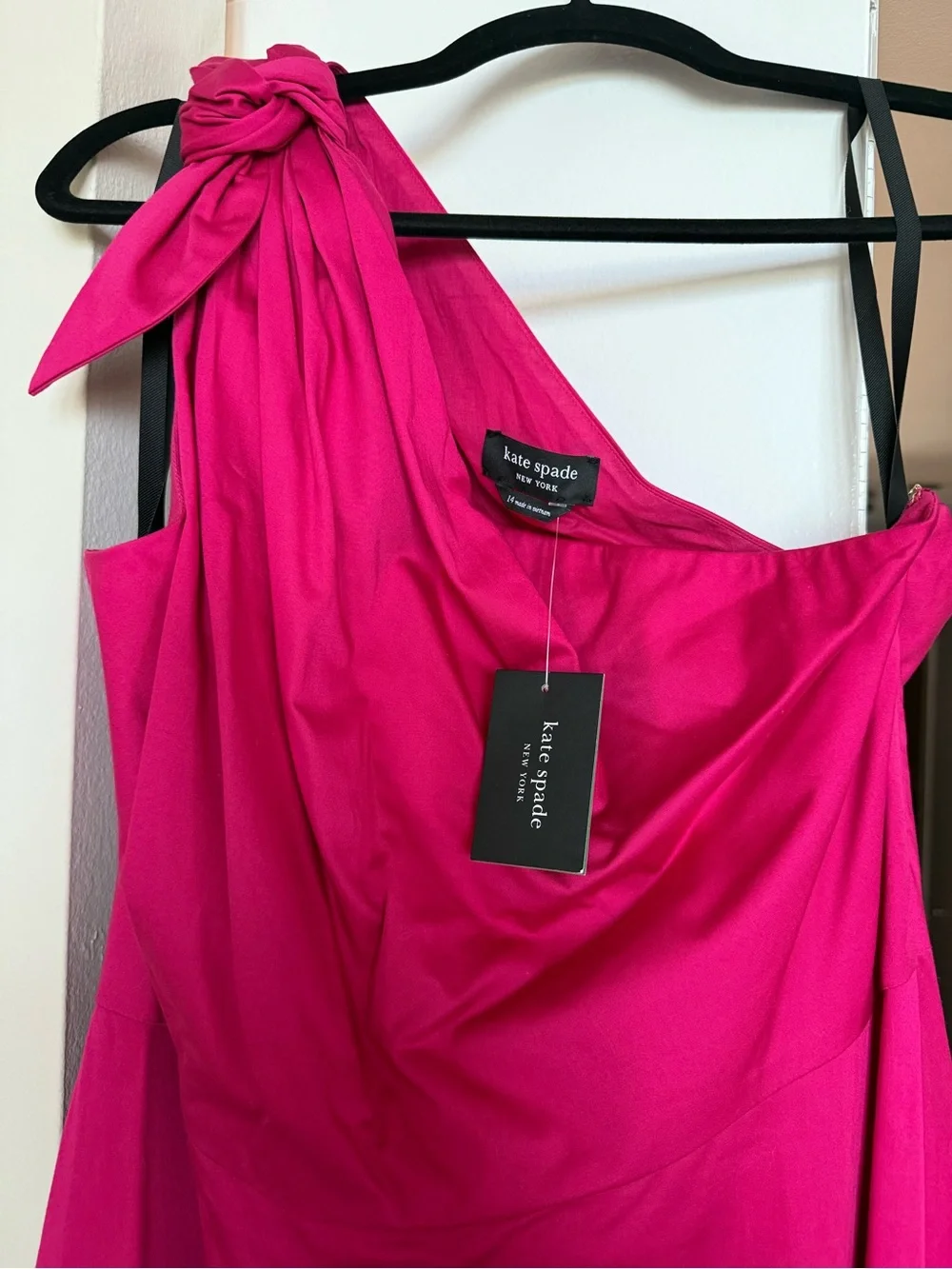 Kate Spade Pink One-Shoulder Tie-Detail Dress